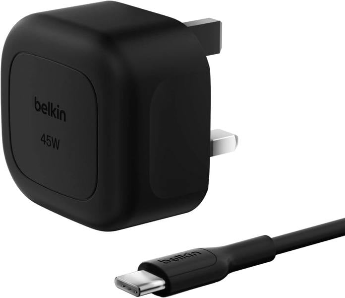 Belkin Boost Charge 45W USB C UK Wall Charger with USB C to C Cable Black - WCA013my1MBK-B6