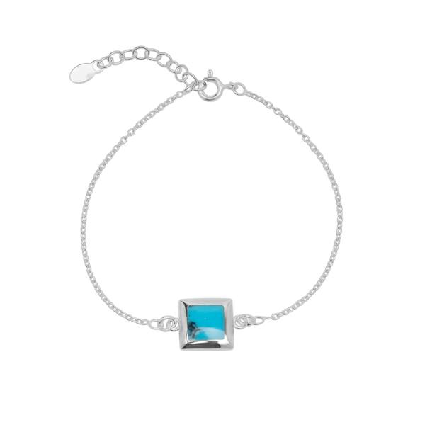 Spero London Turquoise Square Sterling Silver Bracelet