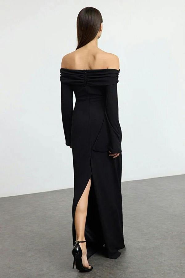 WOVCOR Carmen Collar Maxi Elegant Evening Dress
