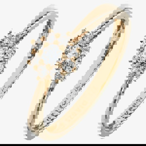 T. H. Baker 9ct Yellow Gold 0.25ct Diamond Flower Cluster Ring PR11539Y