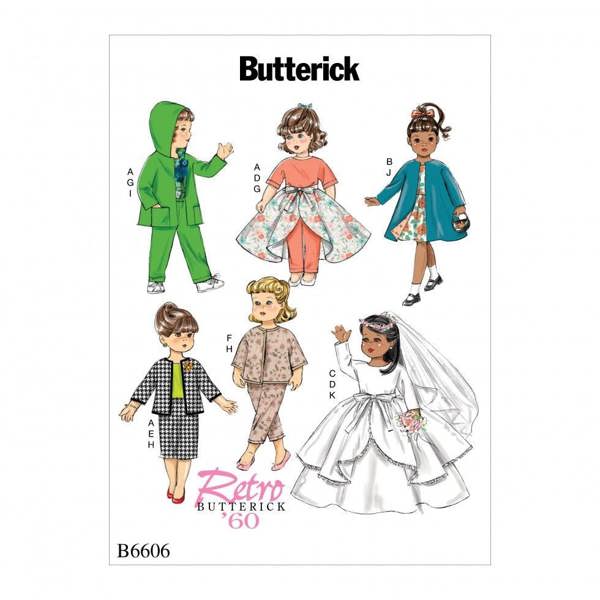 Butterick Sewing Pattern 6606, Doll Clothes OSZ () - Easy