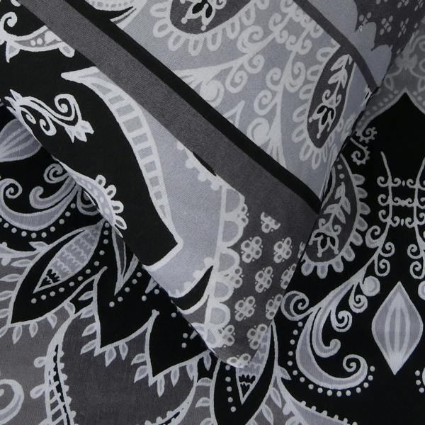 Smart Living Reversible Polycotton Paisley Mandala Duvet Cover and Pillowcase Set - Black