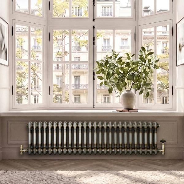 Monstershop Traditional 2 Column Radiator - 300 x 1190mm - Raw Metal