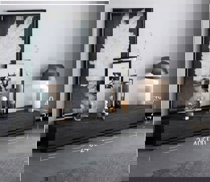 Agnes TV Stand, Black Oak-Weilai Concept-TV Stand B (240cm)-Weilai Concept