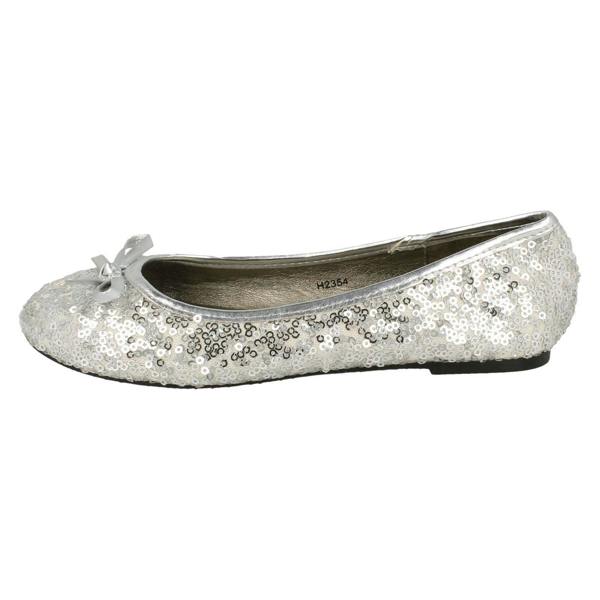 Spot On Girls Spot On Flat Bow Trim Sequined Ballerina