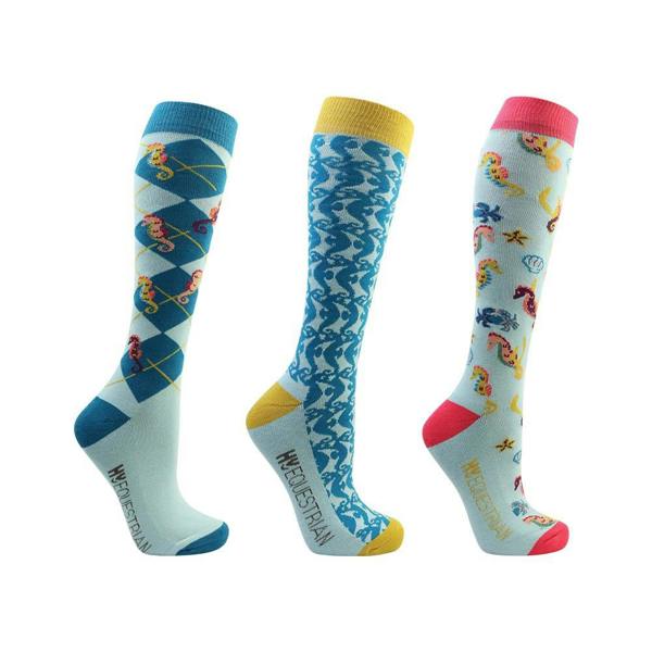 HyFASHION Unisex Adult Shanti Seahorse Socks (Pack of 3) - Multicoloured - 