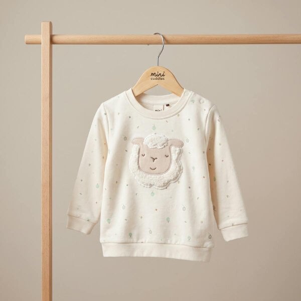 Mini Cuddles Sheep-Embroidered Sweatshirt (White)