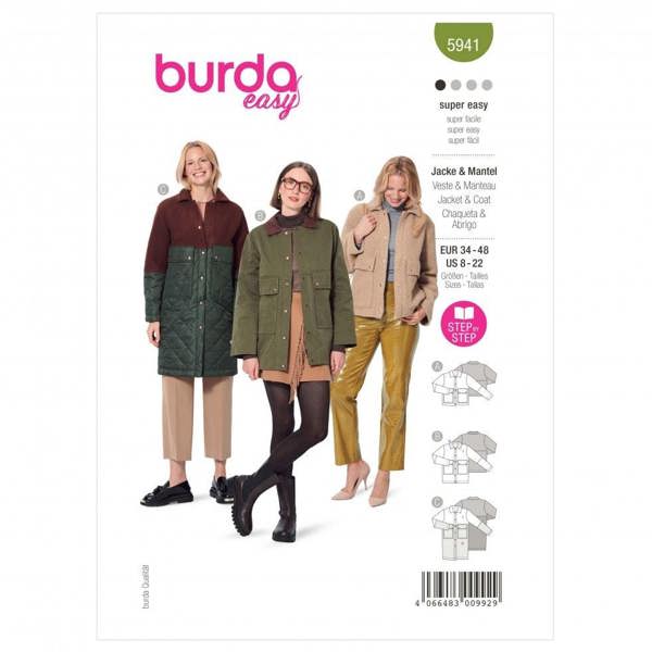 Burda Sewing Pattern 5941 Coats and Jackets For Women, 8-22 (34-48) - Easy