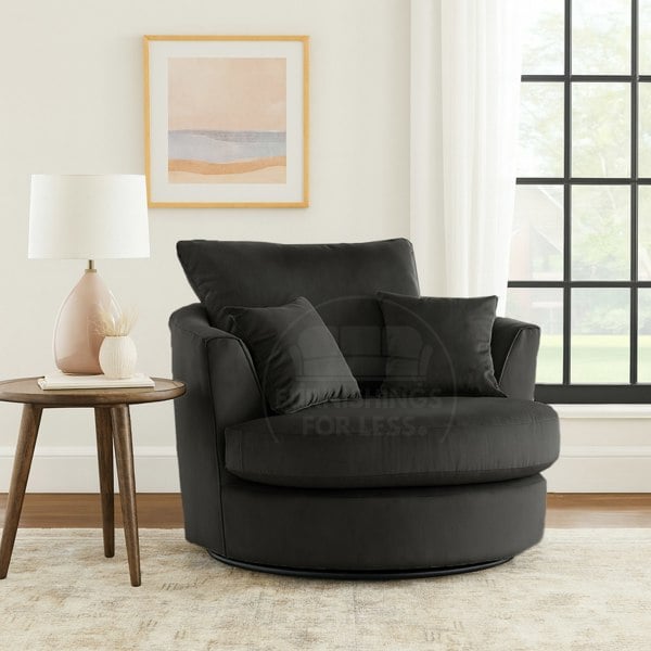 Furnishings For Less Victoria Plush Velvet Swivel Chair