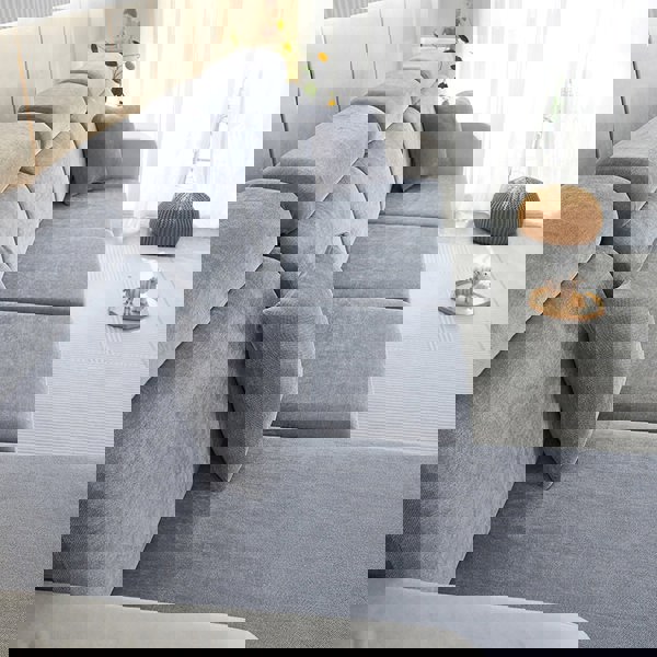 Anyhouz Anyseat Sofa Cover Pastel Blue L-Shape Polyester Chenille Thick Stretchable Cushion For Living Room Head Cushion Large