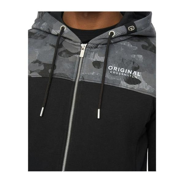 Crosshatch Mens Branton Full Zip Hoodie - Black - 