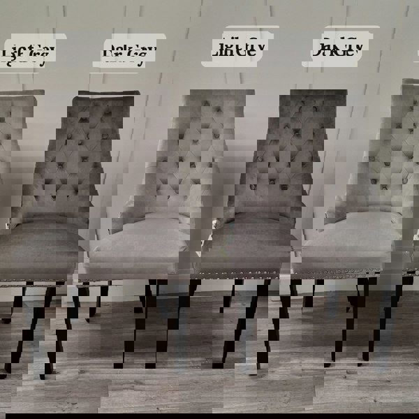 Life Interiors Single Velvet Dining Chair Ergonomic Scoop Knockerback & Button Tufted Wood Legs