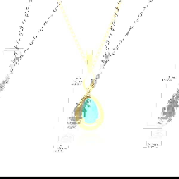 Gemondo Classic Pear Emerald & Diamond Pendant Necklace In 9ct Yellow Gold