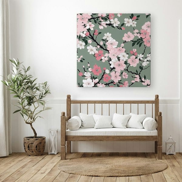 Warren Reed Pink Floral Abstract Pattern Canvas