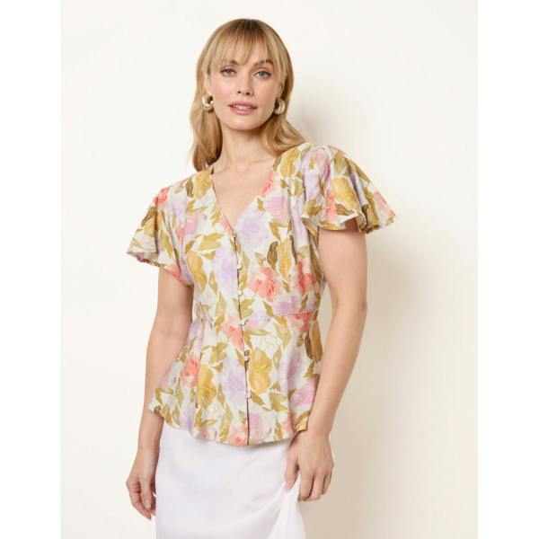 Blue Vanilla Floral Peplum Top
