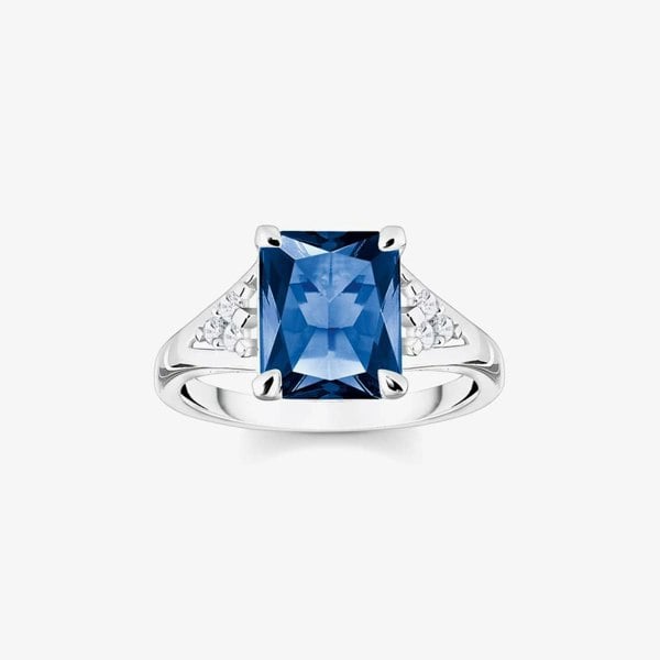 THOMAS SABO Ladies Blue & White Stone Set Cocktail Ring TR2362-166-1