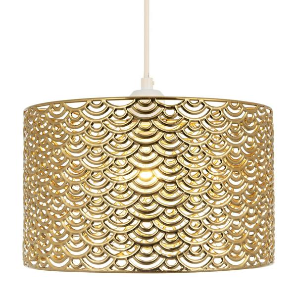 Art Deco Styled Pendant Ceiling Light Shade in Polished Gold Plated Image 7