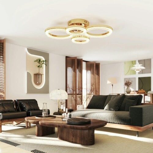 Bobobiy LED Ceiling Light, 40W 4350lm Flush Mount Ceiling Light with 3500K/4500K/6000K Colour Temperatures, 4, Gold