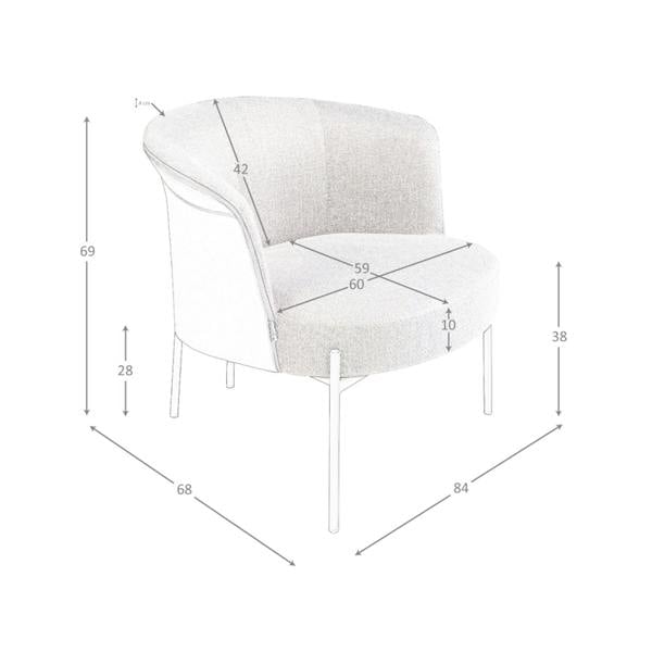 Angel Cerdá Grey Fabric and Dark Grey Leatherette Armchair 5109
