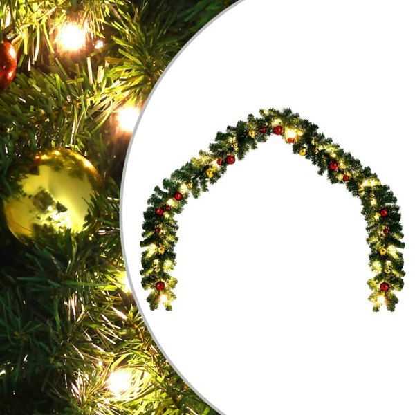 Berkfield Christmas Garland Decorated with Baubles and LED Lights 20 m