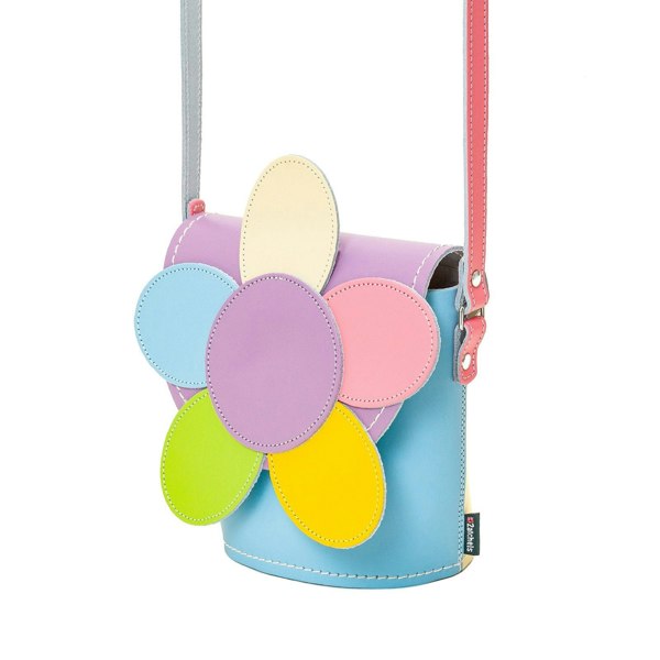 Zatchels Handmade Leather Daisy Barrel Bag - Pastel Kaleidoscope