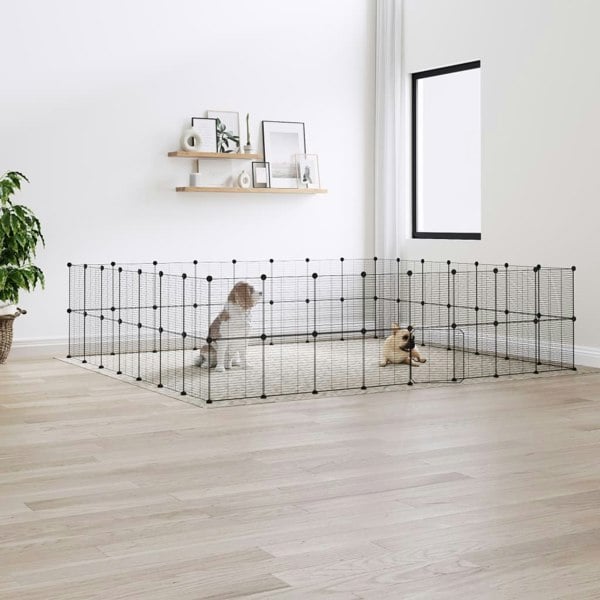 Berkfield 60-Panel Pet Cage with Door Black 35x35 cm Steel