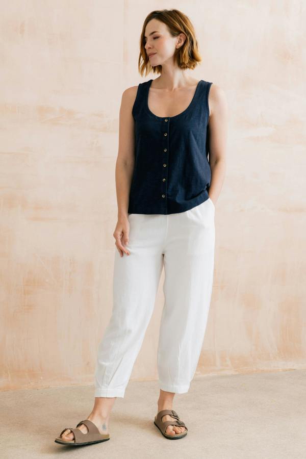 Lily & Me Pier Organic Cotton Jersey Button Vest Navy