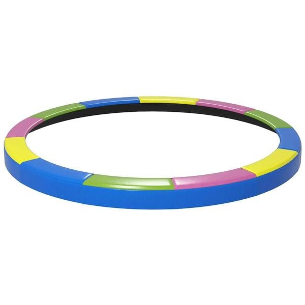 Multi-colored round trampoline spring cover pad with segmented rainbow edge