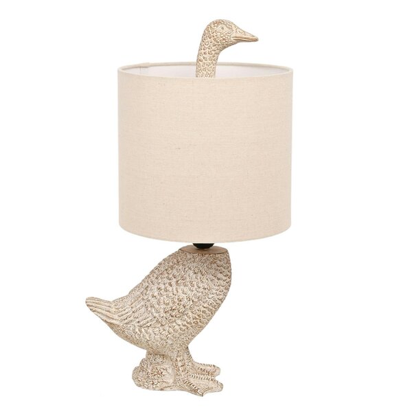 Hestia Wood Effect Resin Goose Table Lamp