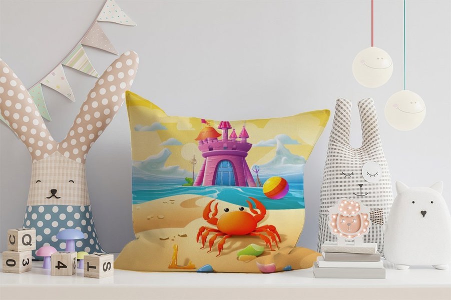 Warren Reed Orange Crab On A Beach Holiday Cushions