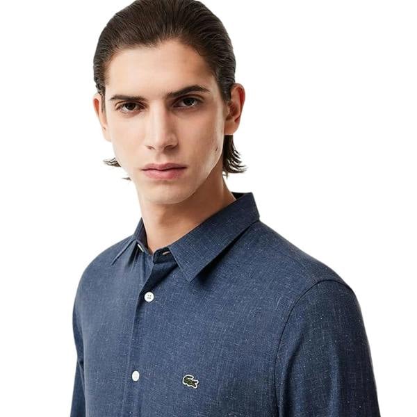 Lacoste Mens Regular Long-Sleeved Shirt - Navy Blue - 