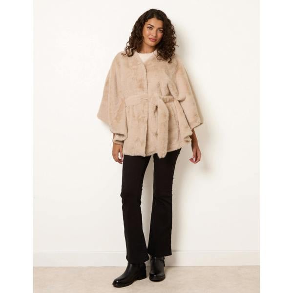 Blue Vanilla Faux Fur Tie Front Cape