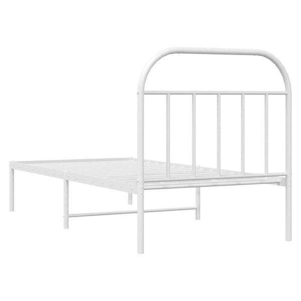 Berkfield Metal Bed Frame with Headboard White 80x200 cm