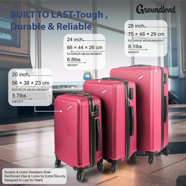 Groundlevel XL Delta Hard Shell 3 Piece Luggage Set