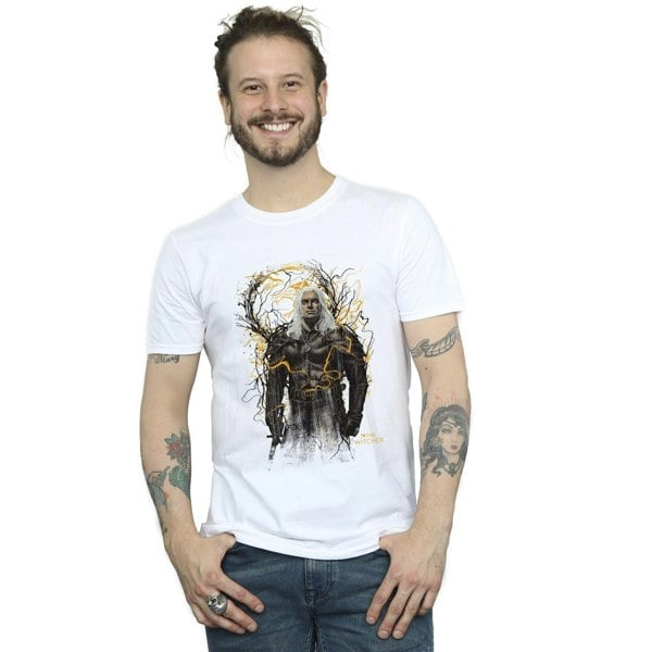 Netflix Mens The Witcher Smoking Wolf T-Shirt - White