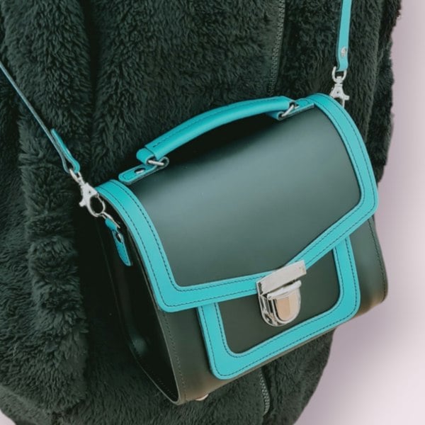 Zatchels Harmony Handmade Leather Sugarcube Plus Handbag - Teal