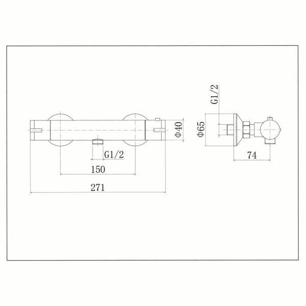 Flode Nybro Shower | RD Thermo Bar Valve & RD Slide Rail Kit | Chrome