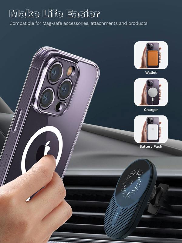 ULTRICS Magnetic Case for iPhone 14 Series, MagSafe Compatible Clear Shockproof Phone Cover