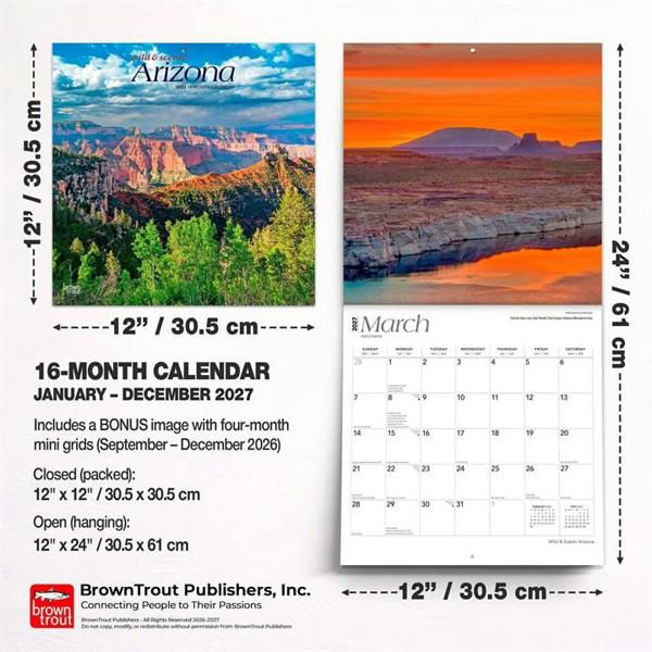 Wild & Scenic, Arizona Calendar 2027, Wall Calendars, Month To View, Travel, Gift