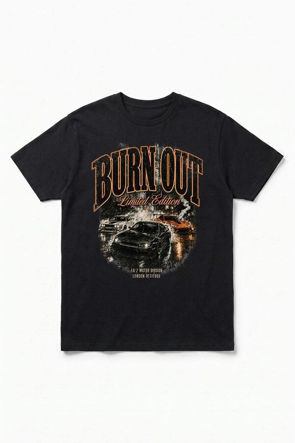 London Attitude Burn Out Limited Edition Oversized Heavyweight Graphic T-Shirt
