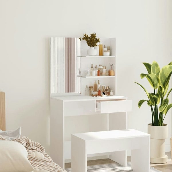 Berkfield Dressing Table with Mirror White 74.5x40x141 cm