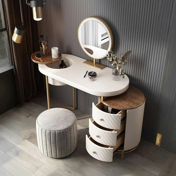 Rit Concept Tandy Dressing Table, Green/ White/ Black And Gold