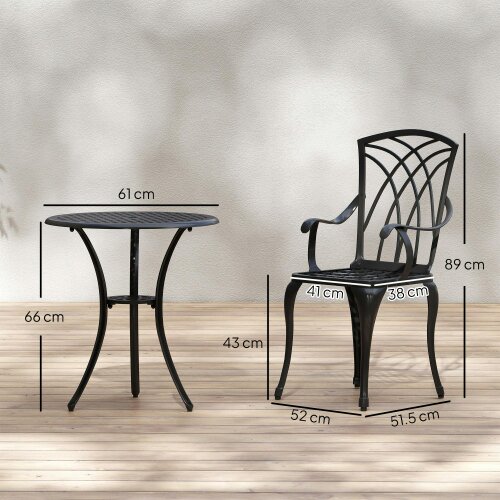 Wyld Haus Sazzotti Brown Cast Aluminium Garden Bistro Set With 2 Armchairs And Round Table