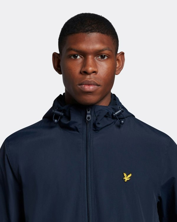 Lyle & Scott Branded Hooded Short Lightweight Jacket - Navy Blue