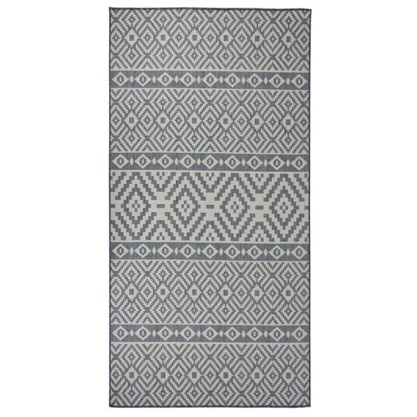 Berkfield Outdoor Flatweave Rug 100x200 cm Blue Stripes