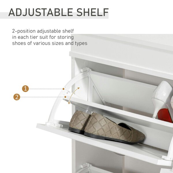 Wyld Haus Sozita Wooden White 4 Flip Drawer Shoe Cabinet With Adjustable Shelves For Entryway