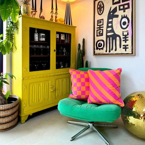 Love Frankie Tutti Frutti Reversible Checkmate & Helter Skelter Cushion