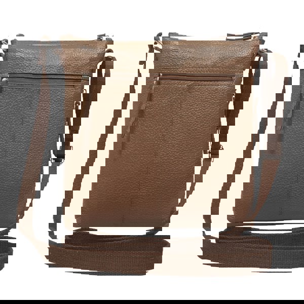 Assots London 'CORI' Tan Pebble Grain Real Leather Crossbody Bag