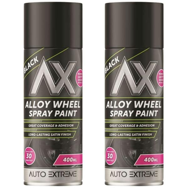 Auto Extreme 2X Auto Extreme Black Alloy Wheel Spray Paint 400ml