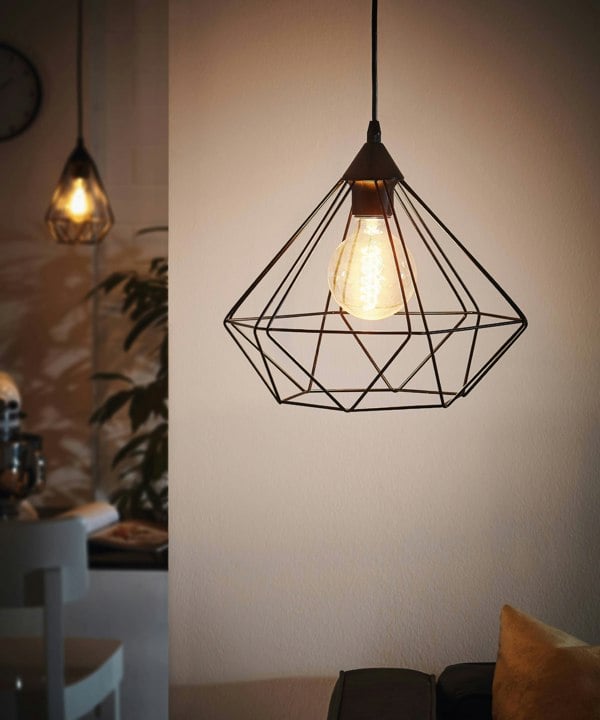EGLO Tarbes 1-Light Black Geometric Pendant